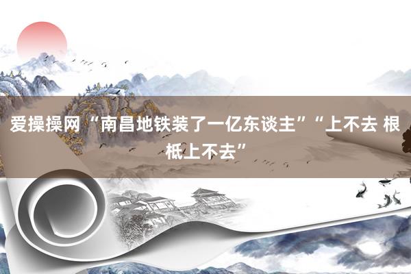 爱操操网 “南昌地铁装了一亿东谈主”“上不去 根柢上不去”
