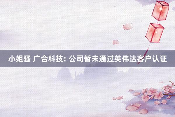 小姐骚 广合科技: 公司暂未通过英伟达客户认证