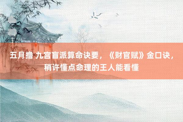 五月撸 九宫盲派算命诀要，《财官赋》金口诀，稍许懂点命理的王人能看懂