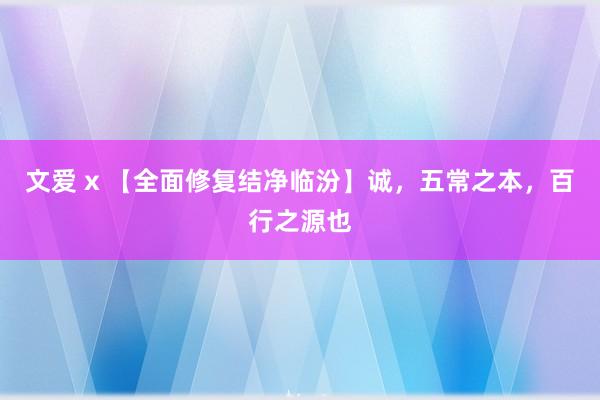 文爱 x 【全面修复结净临汾】诚，五常之本，百行之源也