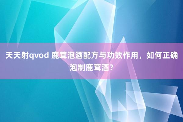 天天射qvod 鹿茸泡酒配方与功效作用，如何正确泡制鹿茸酒？