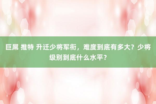 巨屌 推特 升迁少将军衔，难度到底有多大？少将级别到底什么水平？