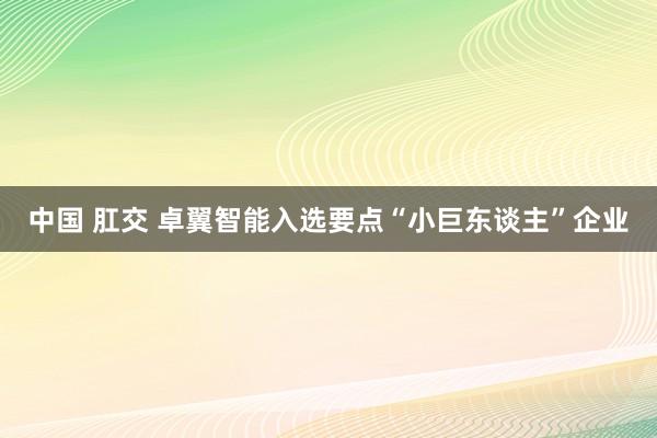 中国 肛交 卓翼智能入选要点“小巨东谈主”企业
