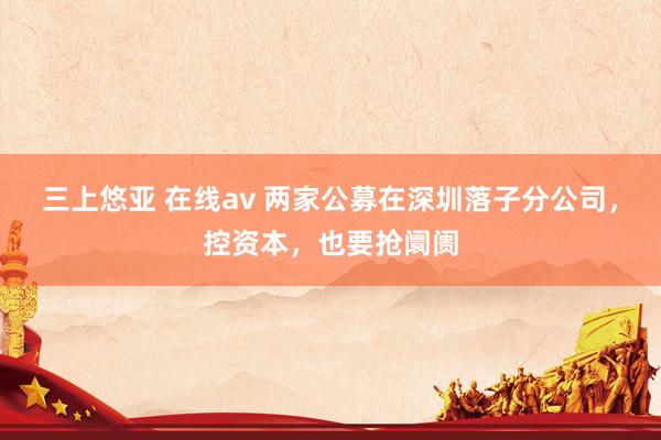 三上悠亚 在线av 两家公募在深圳落子分公司，控资本，也要抢阛阓
