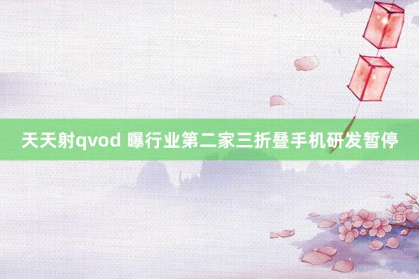 天天射qvod 曝行业第二家三折叠手机研发暂停