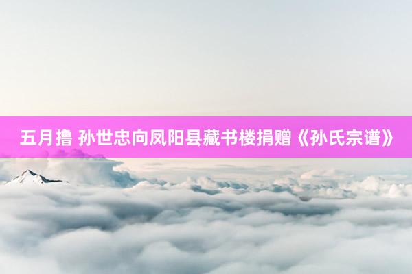 五月撸 孙世忠向凤阳县藏书楼捐赠《孙氏宗谱》