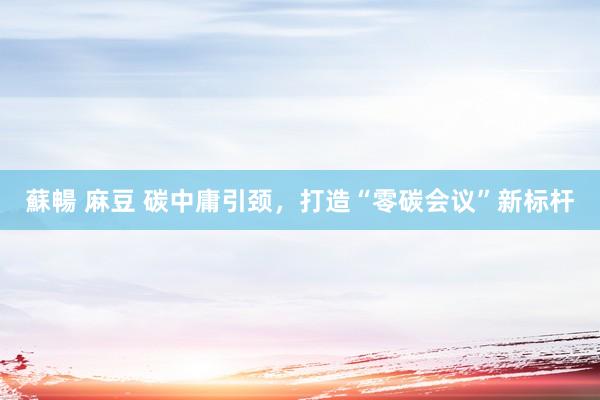 蘇暢 麻豆 碳中庸引颈,打造“零碳会议”新标杆