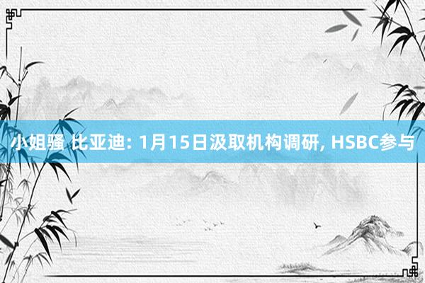 小姐骚 比亚迪: 1月15日汲取机构调研， HSBC参与