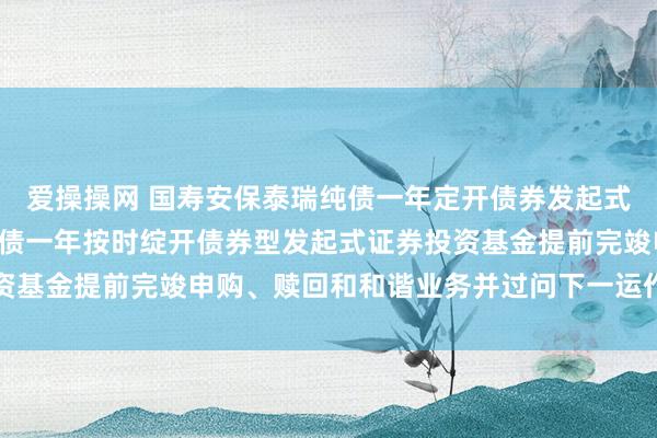爱操操网 国寿安保泰瑞纯债一年定开债券发起式: 对于国寿安保泰瑞纯债一年按时绽开债券型发起式证券投资基金提前完竣申购、赎回和和谐业务并过问下一运作周期的公告