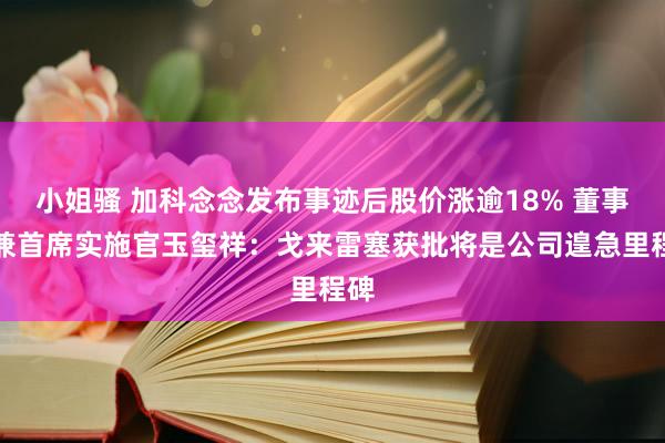 小姐骚 加科念念发布事迹后股价涨逾18% 董事长兼首席实施官玉玺祥：戈来雷塞获批将是公司遑急里程碑
