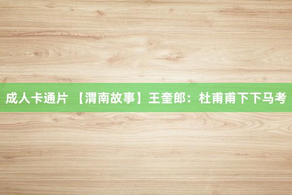 成人卡通片 【渭南故事】王奎郎：杜甫甫下下马考