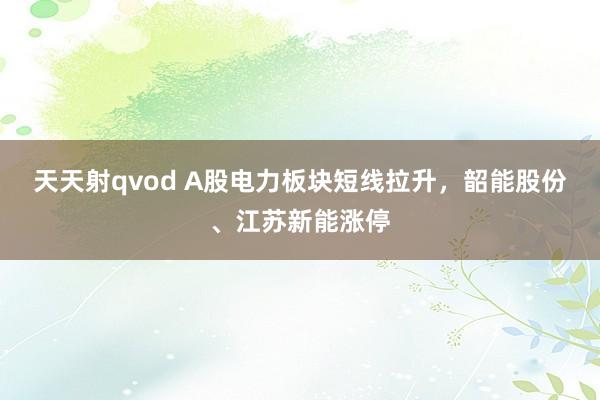 天天射qvod A股电力板块短线拉升，韶能股份、江苏新能涨停