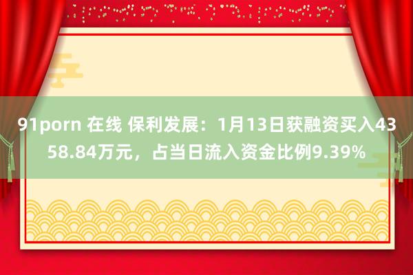 91porn 在线 保利发展：1月13日获融资买入4358.84万元，占当日流入资金比例9.39%