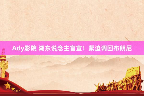 Ady影院 湖东说念主官宣！紧迫调回布朗尼