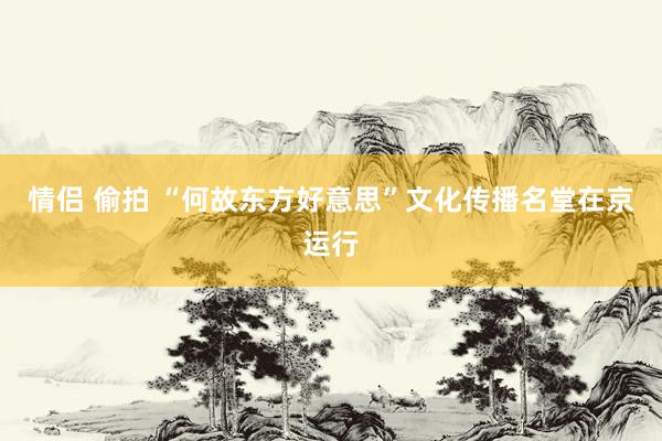 情侣 偷拍 “何故东方好意思”文化传播名堂在京运行