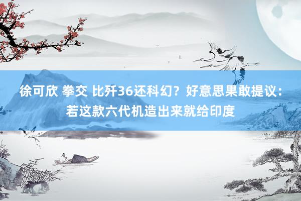 徐可欣 拳交 比歼36还科幻？好意思果敢提议：若这款六代机造出来就给印度