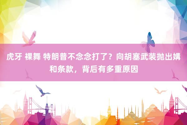 虎牙 裸舞 特朗普不念念打了？向胡塞武装抛出媾和条款，背后有多重原因