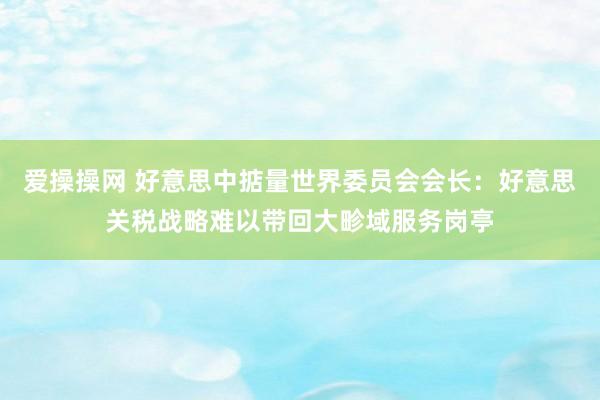 爱操操网 好意思中掂量世界委员会会长：好意思关税战略难以带回大畛域服务岗亭