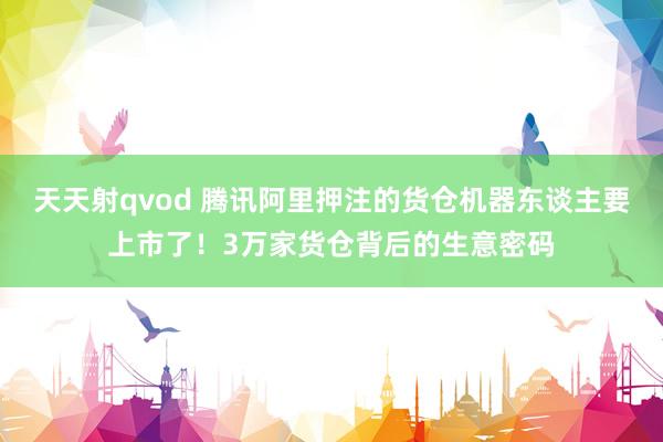 天天射qvod 腾讯阿里押注的货仓机器东谈主要上市了！3万家货仓背后的生意密码