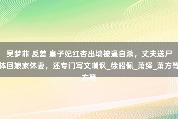 吴梦菲 反差 皇子妃红杏出墙被逼自杀，丈夫送尸体回娘家休妻，还专门写文嘲讽_徐昭佩_萧绎_萧方等