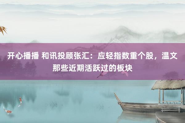 开心播播 和讯投顾张汇：应轻指数重个股，温文那些近期活跃过的板块