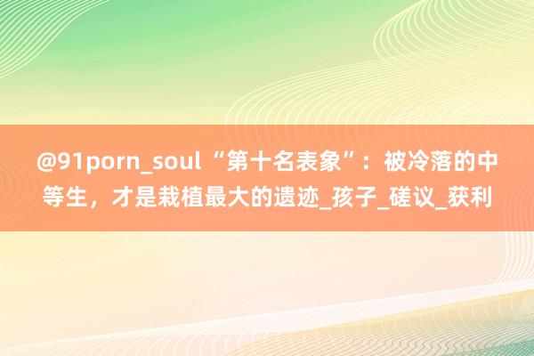 @91porn_soul “第十名表象”：被冷落的中等生，才是栽植最大的遗迹_孩子_磋议_获利