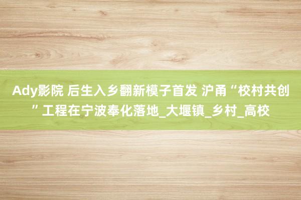 Ady影院 后生入乡翻新模子首发 沪甬“校村共创”工程在宁波奉化落地_大堰镇_乡村_高校