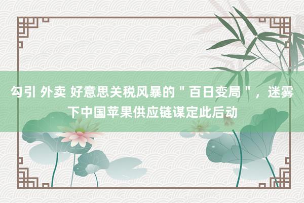 勾引 外卖 好意思关税风暴的＂百日变局＂，迷雾下中国苹果供应链谋定此后动