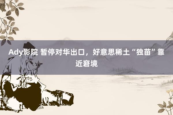 Ady影院 暂停对华出口，好意思稀土“独苗”靠近窘境