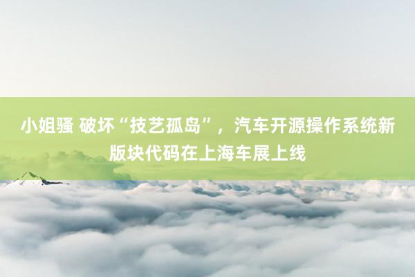 小姐骚 破坏“技艺孤岛”，汽车开源操作系统新版块代码在上海车展上线