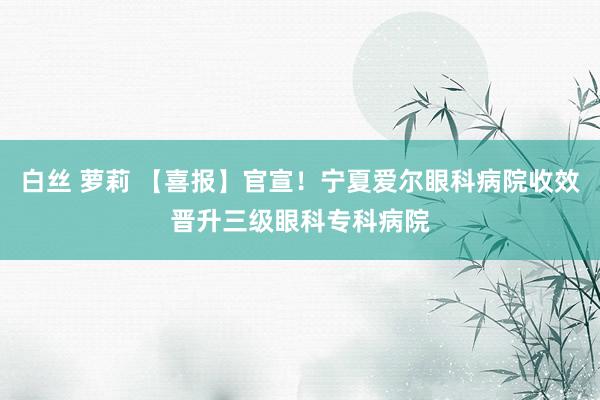 白丝 萝莉 【喜报】官宣！宁夏爱尔眼科病院收效晋升三级眼科专科病院